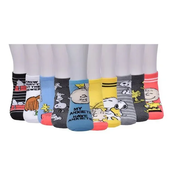 Peanuts Women's 10 Pack Low Cut Socks Snoopy Charlie Brown Size 9-11 NWT - Picture 4 of 4